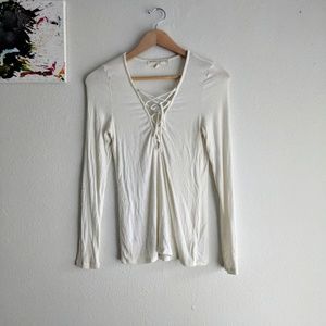 Urban Outfitters Ribbed Plunge Long Sleeve